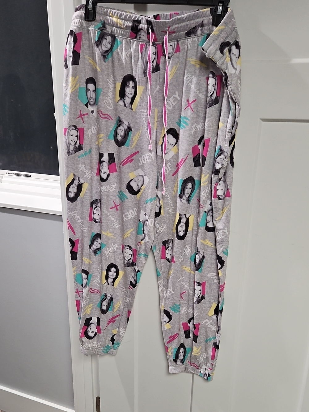 FRIENDS Grey Pajama Pants with Pink, Teal & Yellow Accents